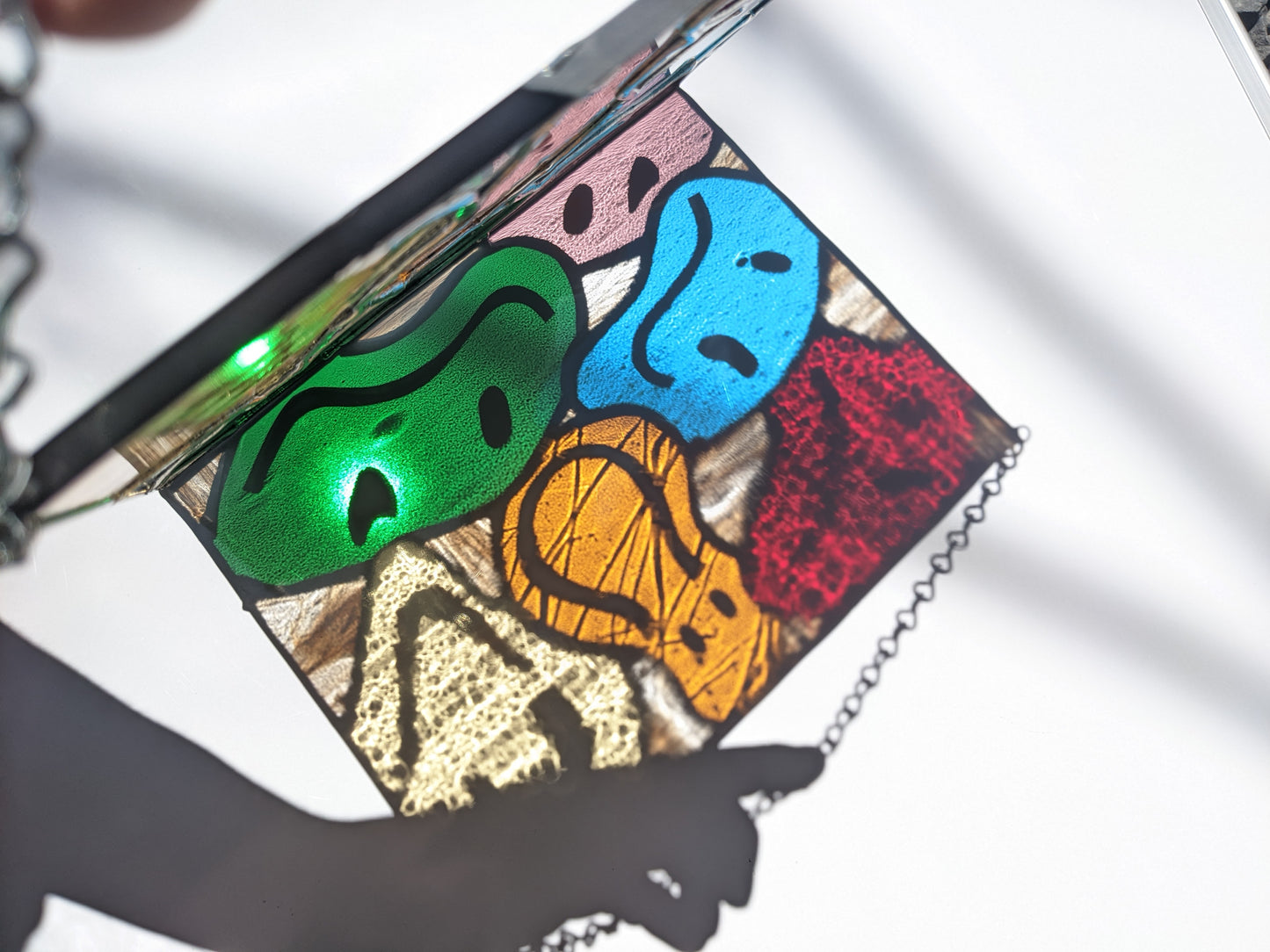 Rainbow Drippy Face - Stained Glass Suncatcher