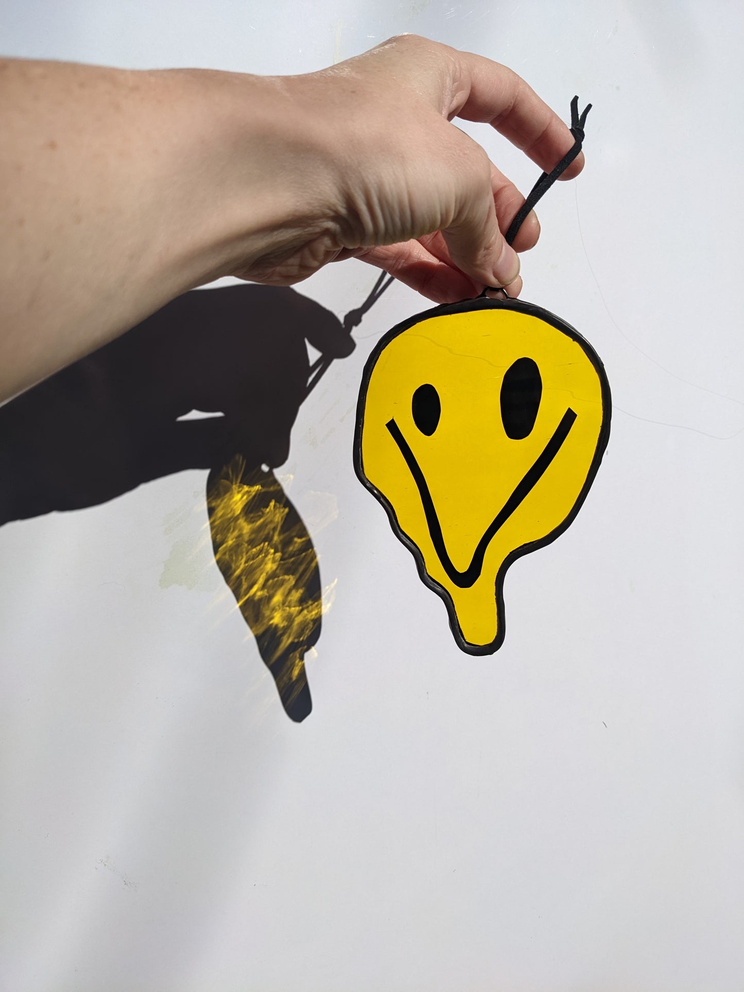 Single Yellow Drippy Face - Stained Glass Suncatcher