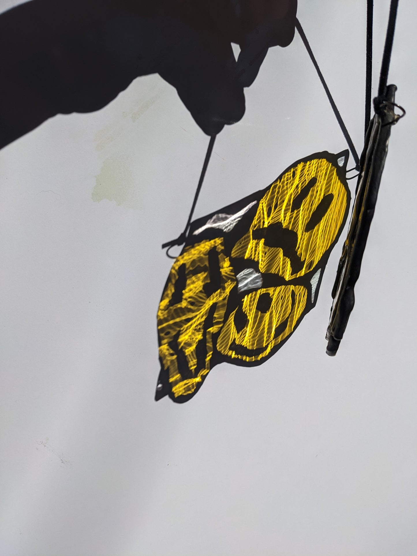 Mini Clear Irid & Yellow Drippy - DISCOUNTED - Stained Glass Suncatcher