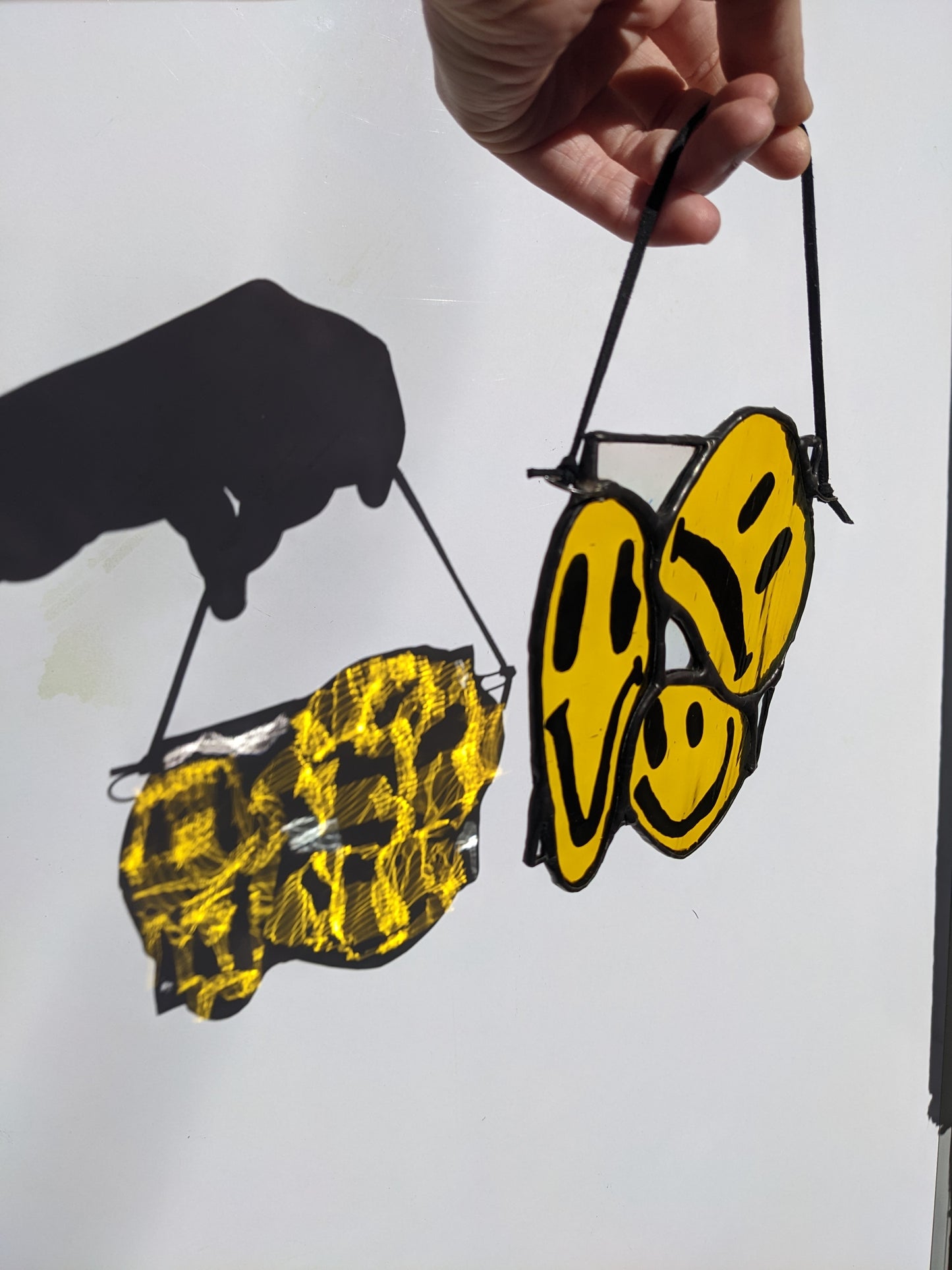 Mini Clear Irid & Yellow Drippy - DISCOUNTED - Stained Glass Suncatcher