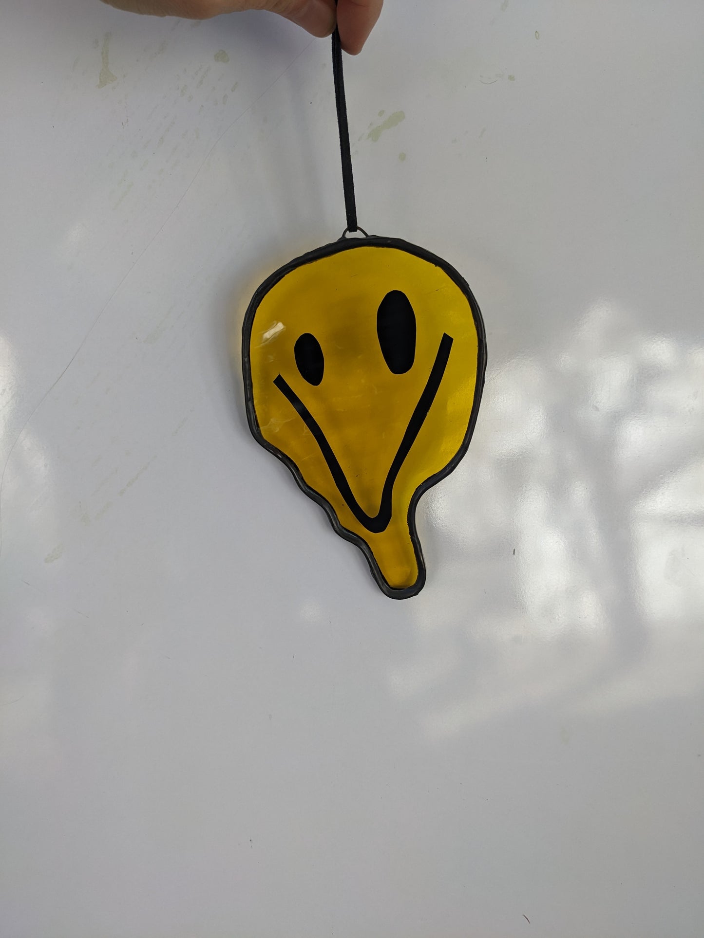 Single Yellow Drippy Face - Stained Glass Suncatcher