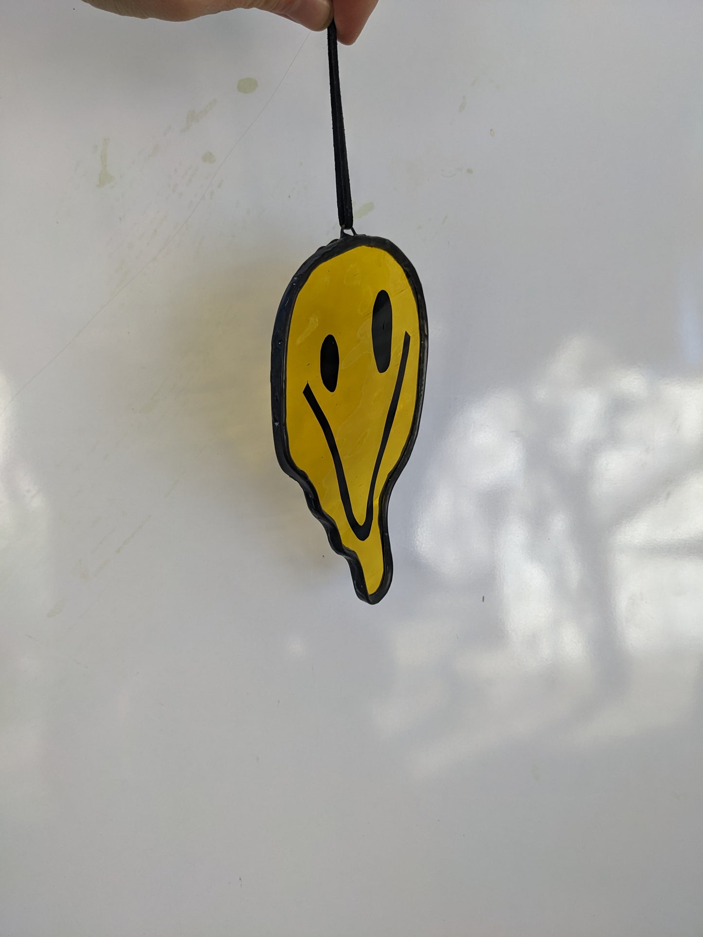 Single Yellow Drippy Face - Stained Glass Suncatcher