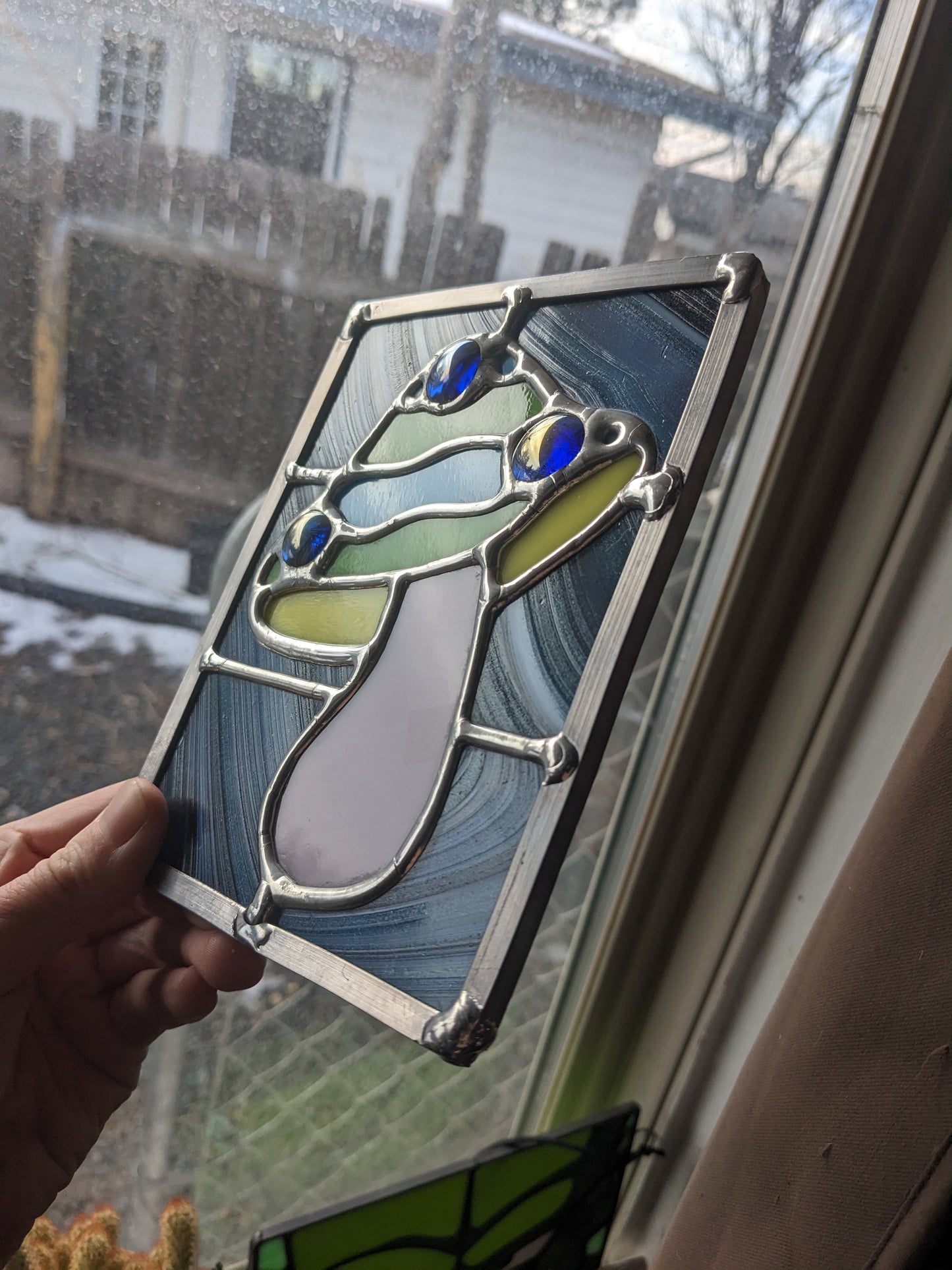 Glittery Galaxy Mushroom - Stained Glass Panel
