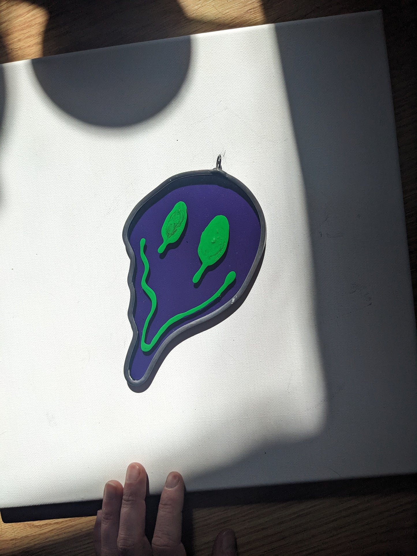 Purple Single Drippy Face - Stained Glass Suncatcher