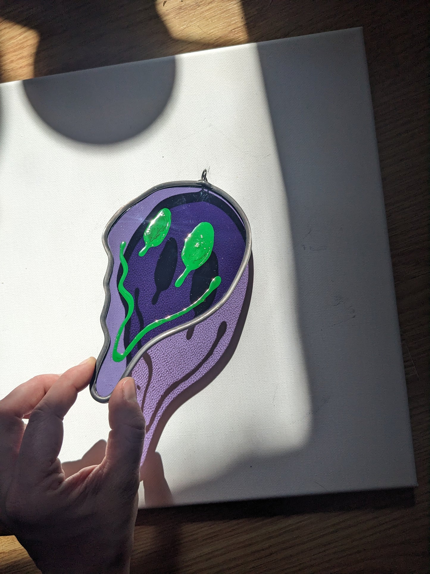 Purple Single Drippy Face - Stained Glass Suncatcher