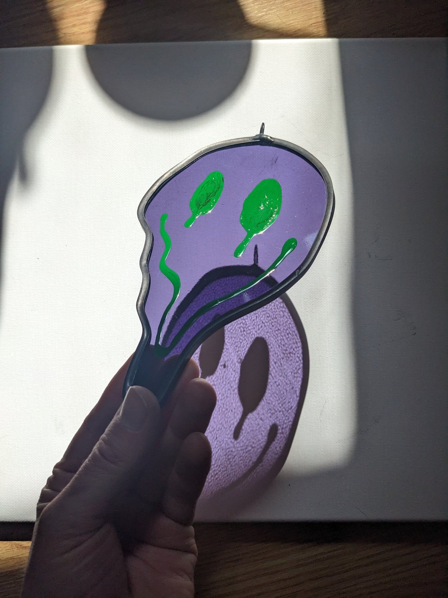 Purple Single Drippy Face - Stained Glass Suncatcher