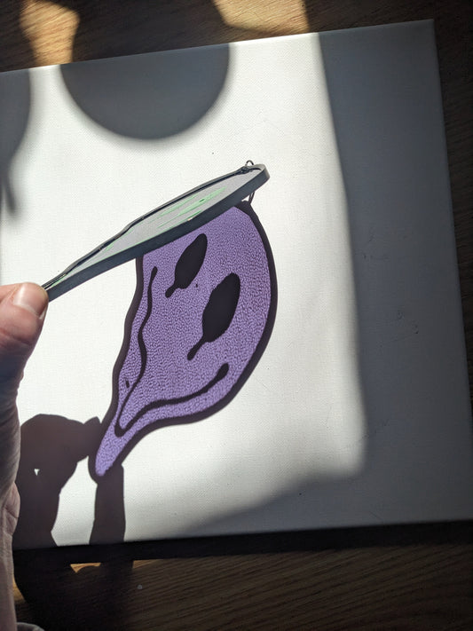 Purple Single Drippy Face - Stained Glass Suncatcher